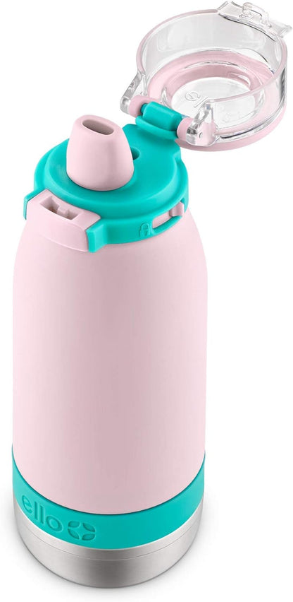 Emma 14Oz Vacuum Insulated Stainless Steel Kids Water Bottle with Straw and Built-In Carrying Handle and Leak-Proof Locking Lid for School Backpack, Lunchbox and Outdoor Sports