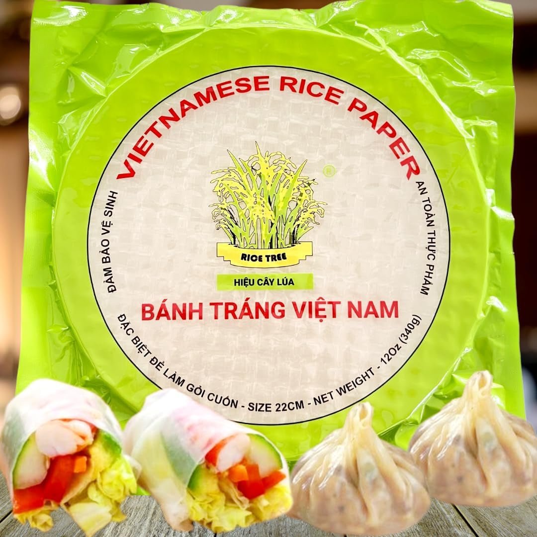 35 Sheets of Premium Rice Papers Wrappers (米纸) for Spring Rolls (春卷), Wonton (餛飩), Egg - Rolls (蛋卷), Lumpia, Samosa, Dumpling, Sushi; Low Carb, Gluten - Free, 22Cm round (1PACKS 12 Oz) - WORLD TIME VISITS