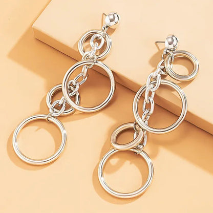 Women Punk Long Big Circle Link Chain Earrings Hiphop Large Drop Earrings Fashion 2021 Earring Jewelry Gift