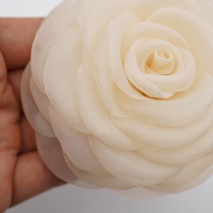 Fabric Flower Brooch Pin by  – Floral Brooch Pin, Handmade Gift Ideas, Gift for Her, Gift for Mom, Bridesmaid Gift, Valentines Day Gifts (Cream Chiffon)
