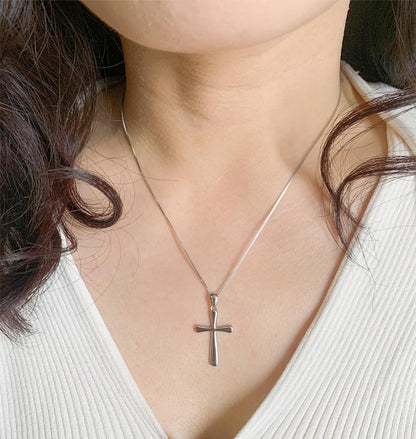 Sterling Silver Cross Necklace for Women 925 Sterling Silver Simple Classic Cross Pendant Necklace Handmade Crosses Religious Jewelry