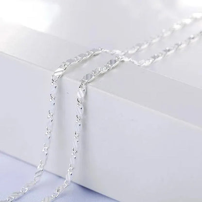 New Fashion Luxury Exquisite Men and Women Fashion Solid  Chain Necklace 2mm Wide and Thin Necklace Bridal Wedding Engagement High Jewelry Size: 16-30 Inches