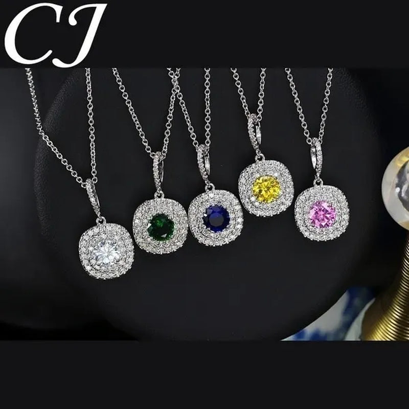CANDICE 1 Set White Gold Plated Jewelry Set Full Clear CZ Crystal Pendant Necklace Earrings Sets with YELLOW Zirconia Stone