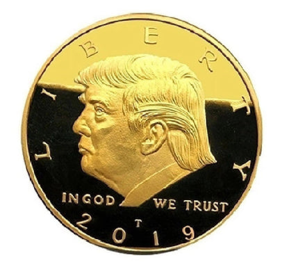 24K Gold-Plated Donald J. Trump 2019 President W/Display Case Masters Coins - WORLD TIME VISITS