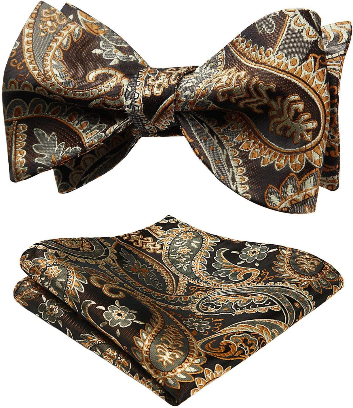 Bow Ties for Men Paisley Bowties Mens Self Tie Bow Tie and Pocket Square Set Formal Tuxedo Wedding Bowtie - WORLD TIME VISITS