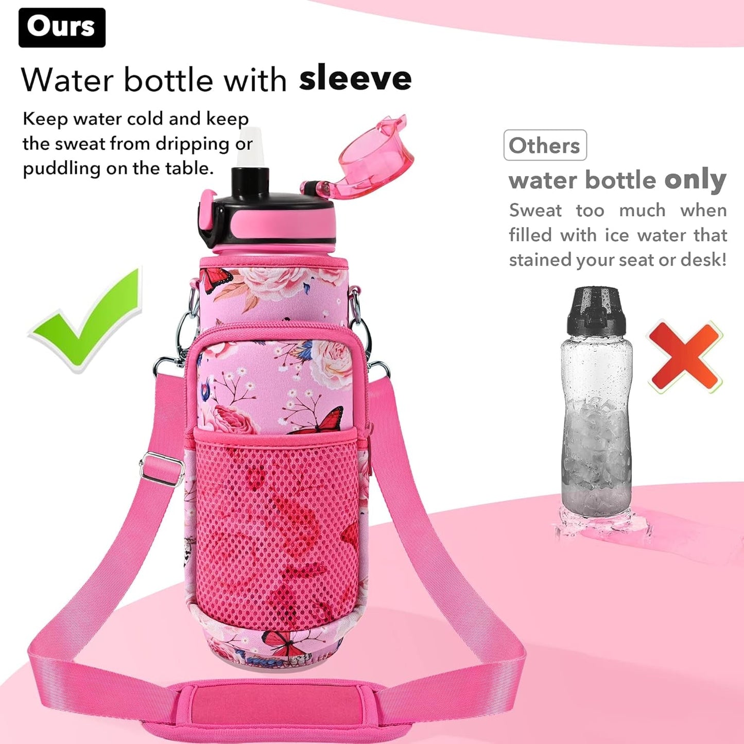 32 Oz Water Bottles with Straw & Strap, Motivational Water Bottles with Times to Drink, BPA Free Reusable Sports Water Bottle with Sleeve Carrier for Hiking, Travel, Running or Fitness