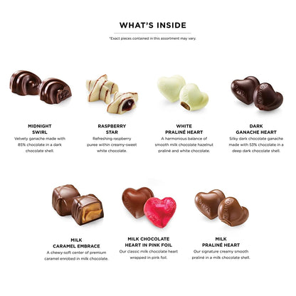 Valentine’S Day Heart Chocolate Gift Box - 14 Piece Assorted Milk, White and Dark Chocolate with Gourmet Fillings – Elegant Treat for Women or Men