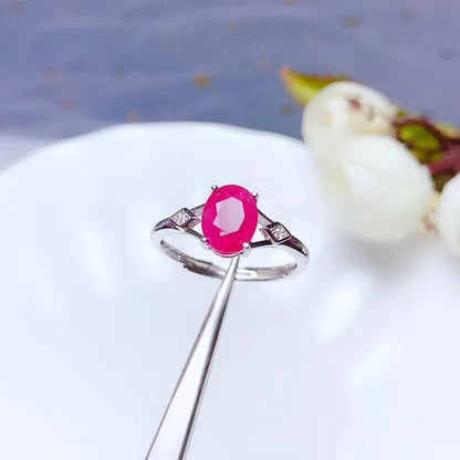 CoLife Jewelry 100% Natural Ruby Ring for Woman 6*8mm 1ct Ruby Silver Ring for Daily Wear 925 Silver Ruby Jewelry Gift for Woman