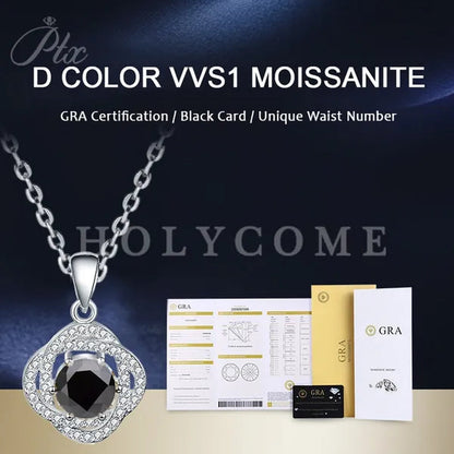 HOLYCOME Real Moissanite Diamond Necklace for Women Girls 925 Sterling Silver Mini Moissanite Rose Flower Pendant Necklace Fine Jewelry