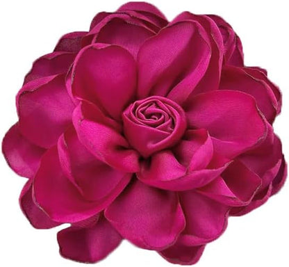 Dainty Fabric Rose Flower Large Brooch Lapel Pins Flower Brooches Pin Classic for Wedding Party Dance Banquet for Women Dress Suit Clothes Accessories Jewelry 100Mm