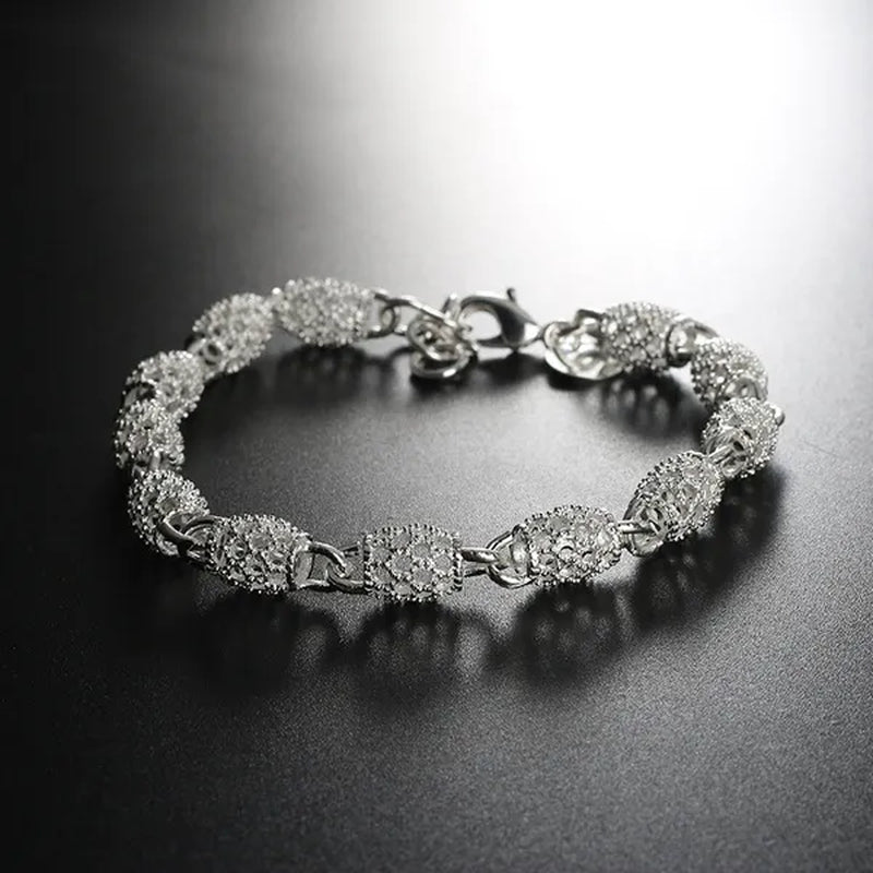 925 Sterling Silver Bracelet Exquisite Ball Flower Bracelet for Woman Fashion Jewelry Birthday Gift