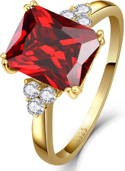 3.5Ct Simulated Gemstone Ring 925 Sterling Silver 10X8Mm Emerald Cut Sapphire|Emerald|Amethyst|Cubic Zirconia Ring Birthstone Rings for Mothers Valentines Thanksgiving Day Size 5 - 10 - WORLD TIME VISITS