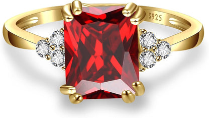 3.5Ct Simulated Gemstone Ring 925 Sterling Silver 10X8Mm Emerald Cut Sapphire|Emerald|Amethyst|Cubic Zirconia Ring Birthstone Rings for Mothers Valentines Thanksgiving Day Size 5 - 10 - WORLD TIME VISITS
