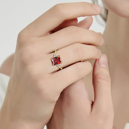 3.5Ct Simulated Gemstone Ring 925 Sterling Silver 10X8Mm Emerald Cut Sapphire|Emerald|Amethyst|Cubic Zirconia Ring Birthstone Rings for Mothers Valentines Thanksgiving Day Size 5-10