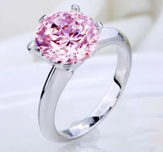 3.5ct Size 6 - 10 amazing Princess silver cut White Sapphire &Pink Sapphire &Topaz Engagement Ring - WORLD TIME VISITS
