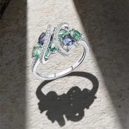 Trendy Luxury Creative Ladies Stone Ring Sparkling Twisted Zircon Ring Bridal Wedding Engagement Ring Mother's Day Birthday Party Anniversary Gift High Jewelry Anillo De Compromiso