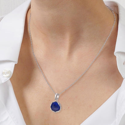 925 Sterling Silver Lapis Lazuli Necklace Women - Lapis Lazuli Pendant Necklace Silver- December Birthstone Necklace - Silver Jewelry for Women- Minimalist Jewelry- Birthstone Necklaces