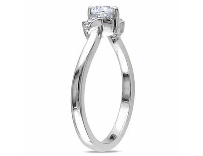 1/3 Carat (Ctw) Lab-Created White Sapphire Promise Ring with Diamonds in Sterling Silver