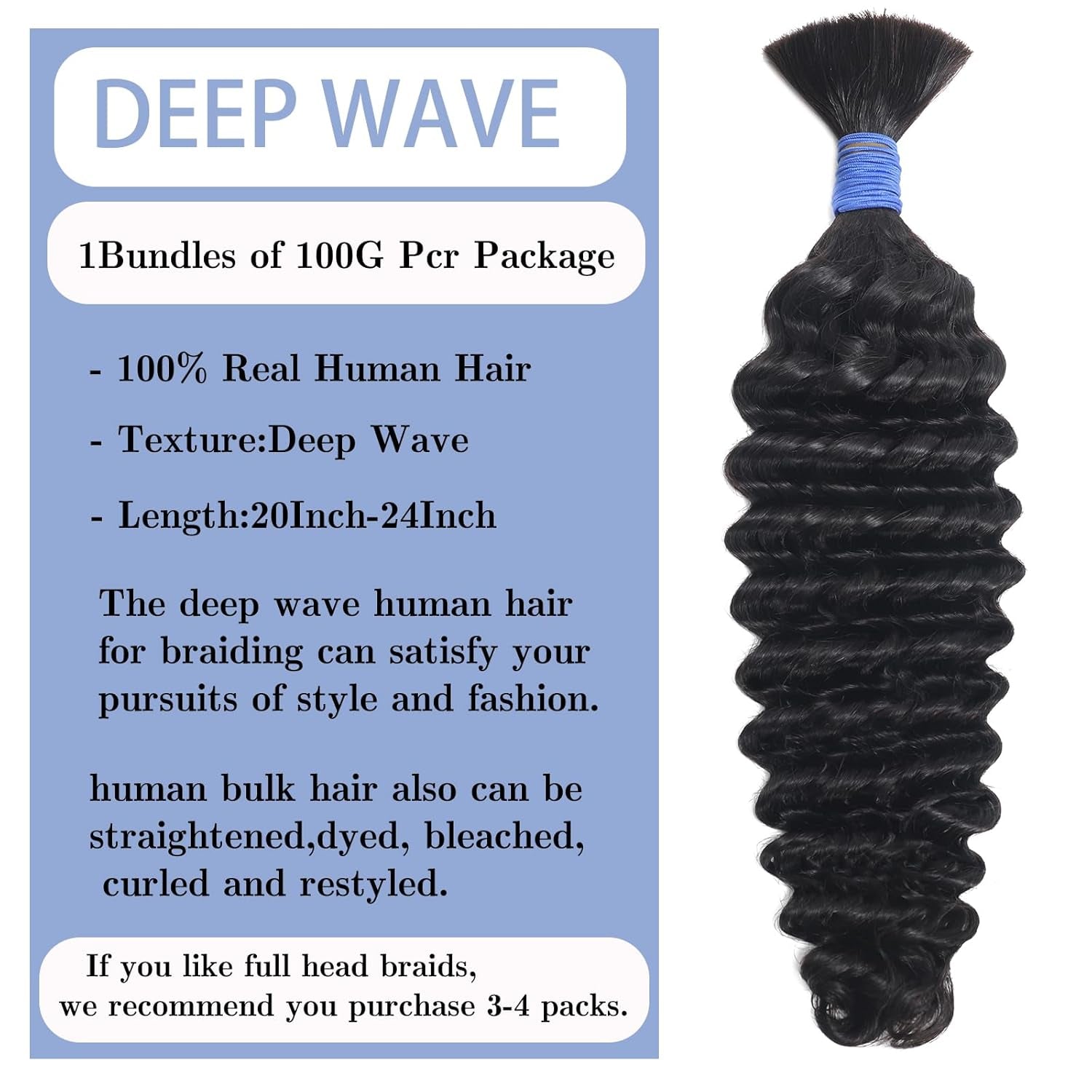 Deep Wave Bulk Human Hair for Braiding No Weft 100G (One Bundles) 100% Unprocessed Brazilian Virgin Human Hair Extensions Human Braiding Hair for Micro Braids Wet and Wavy Curly Deep Bulk 18 Inch - WORLD TIME VISITS