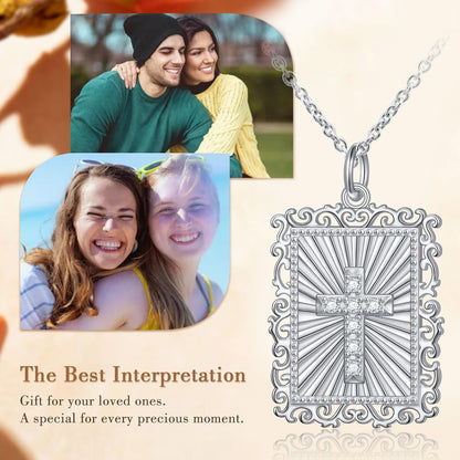 Cross Pendant Necklace for Women S925 Sterling Silver, Trendy Simple Zircon Cross Necklace, Religious Jewelry Gift for Christian Faith, Baptism, First Communion, Birthday, Valentine'S Day