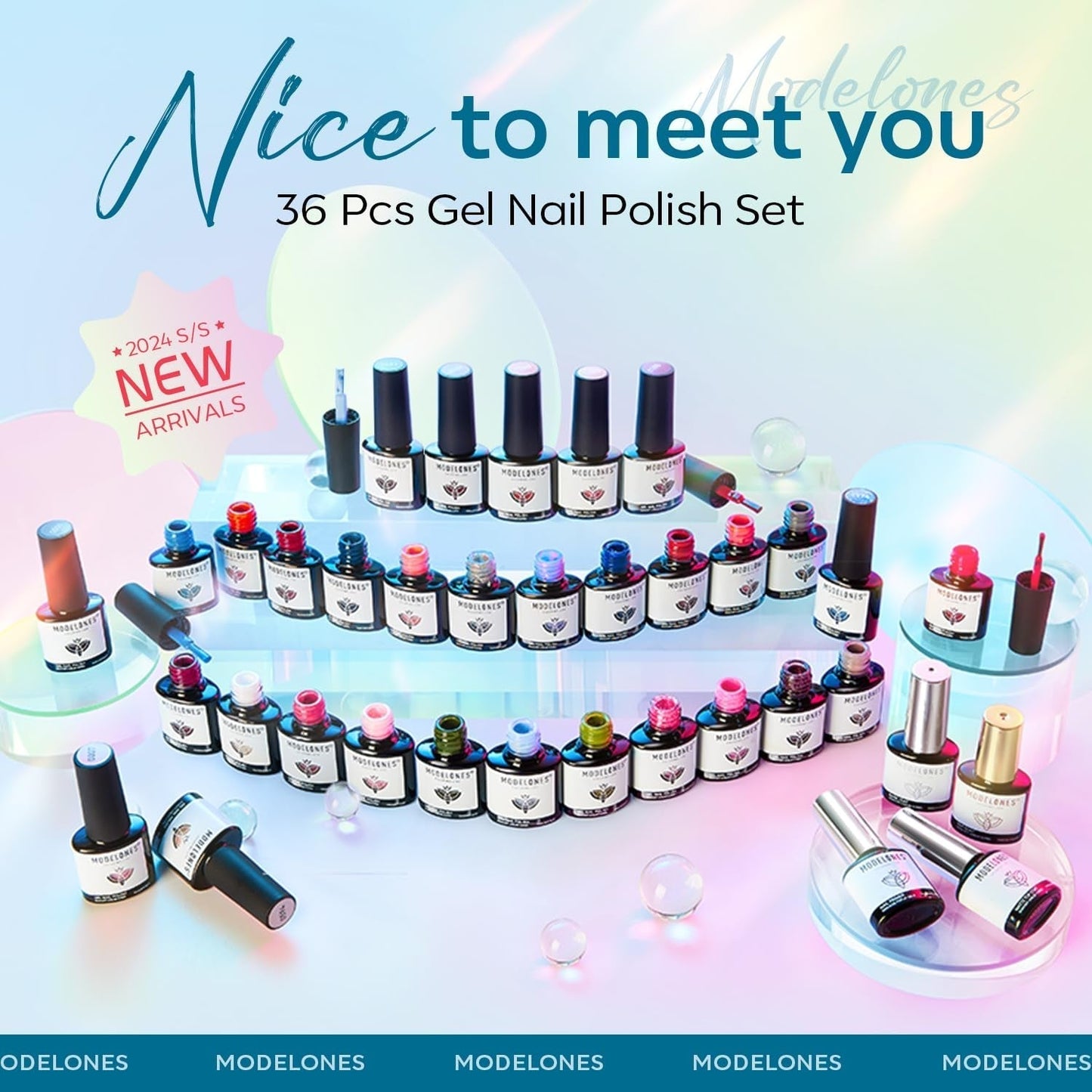 36 Pcs Gel Nail Polish Kit, Gel Polish Colors 7Ml Soak off Nude Gray Pink Blue Glitter Nail Polish Gel Starter Kit with Matte & Glossy Gel Top Base Coat Gift Set for Women