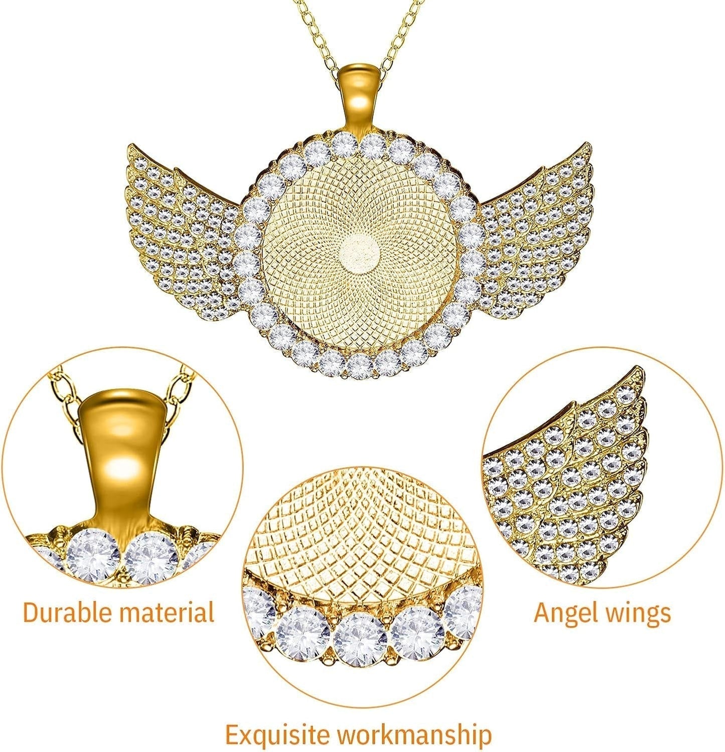 36 Pieces 25Mm Rhinestone Pendant Set, 12 Pieces 3 Shape Rhinestone Wing Bezel Pendant Tray 12 Piece Clear Glass Cabochons 12 Lobster Clasp Link Necklace Chain for DIY Jewelry Craft