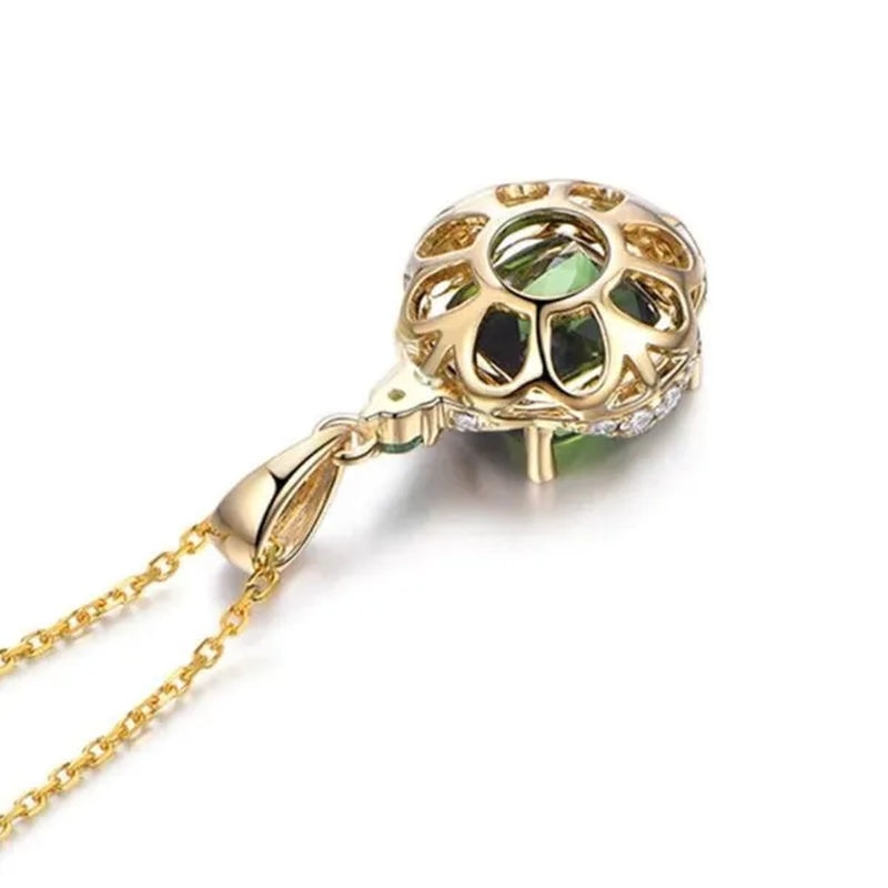 Fashion Emerald Gemstone Pendant 18K Gold Women Necklace Bridal Wedding Paryt Jewelry Valentine'S Day Gift