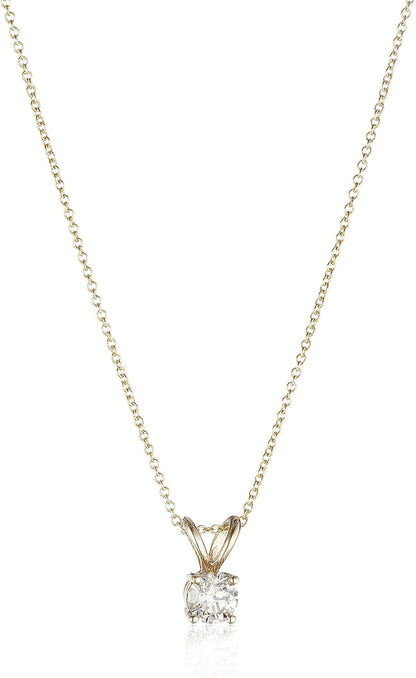 14K Gold Adjustable Prong Set Round-Cut Diamond Pendant , (Previously Amazon Collection)