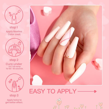 Beetles Gel Nail Polish, 6 Colors Nude Pink Rose Red Milky White Gel Polish, Sweetheart Candies Collection Soak off UV LED Nail Lamp Light Nails Spring Summer Gel Nail Gift for Women