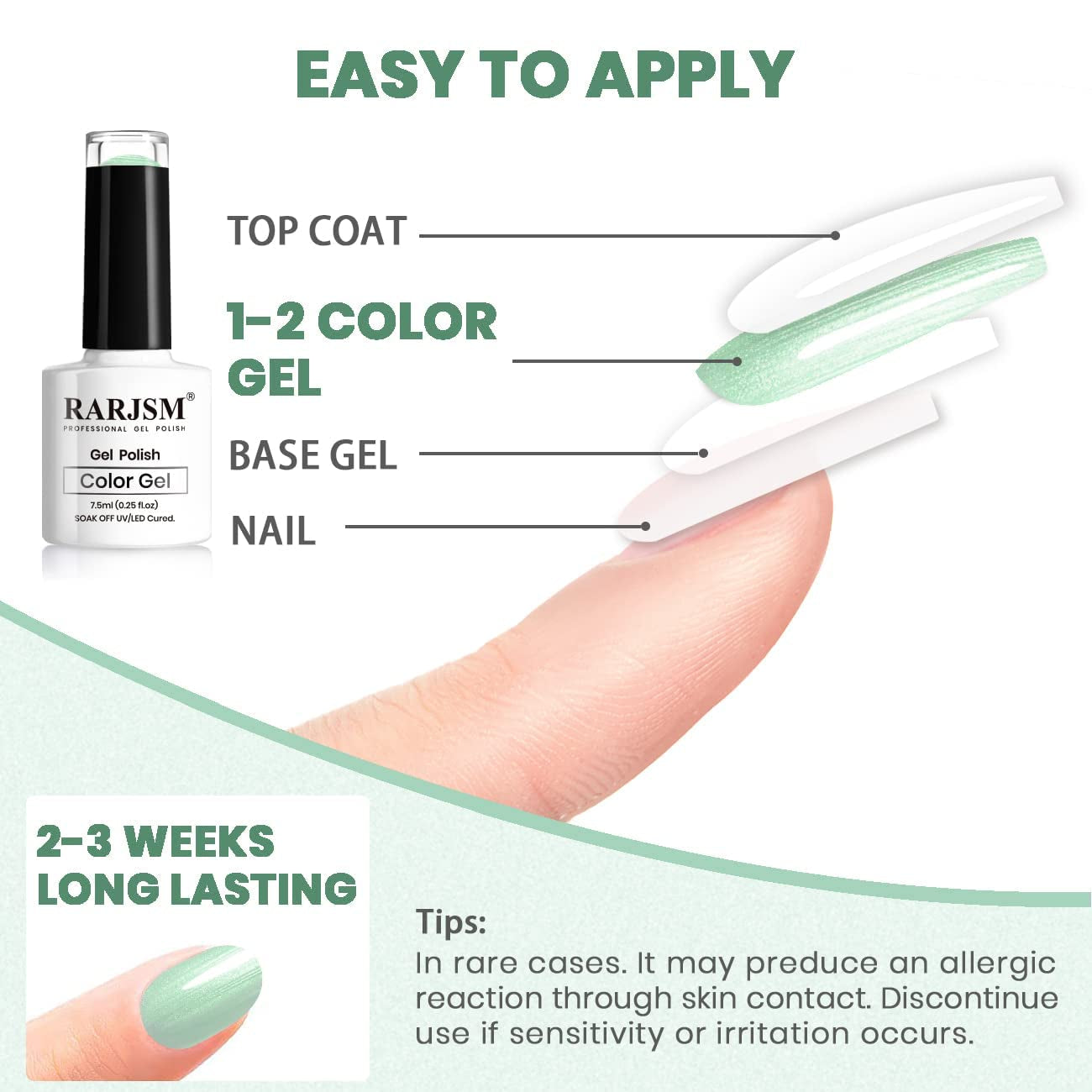 Pearl Gel Nail Polish, Glitter Drawing Gel Polish Light Green Shimmer Mermaid Nail Gel Soak off UV Gel for Salon Home DIY Manicure Use