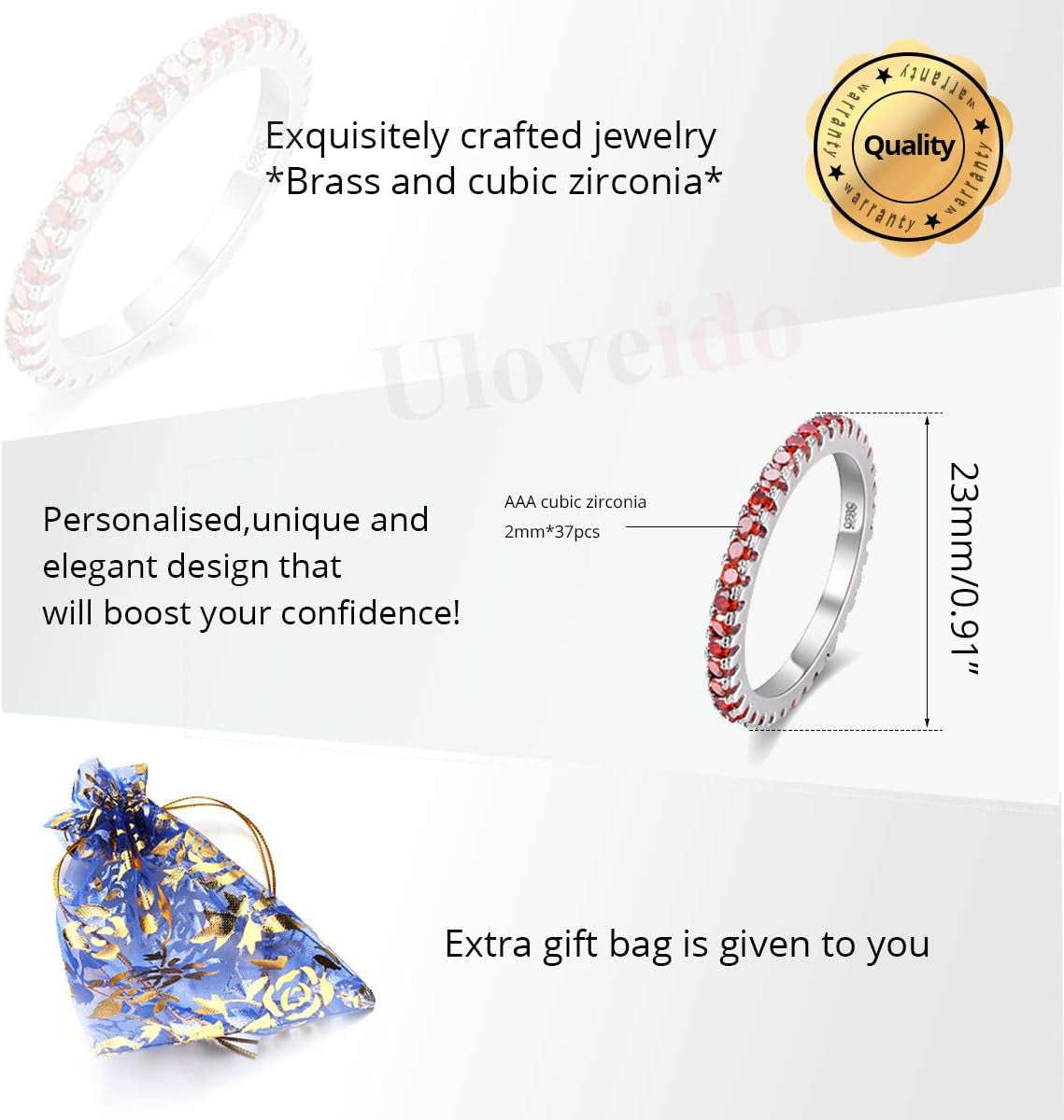 2Mm Micro Pave Cubic Zirconia Eternity Band Stack Ring Silver Color Wedding Jewelry for Women Y115