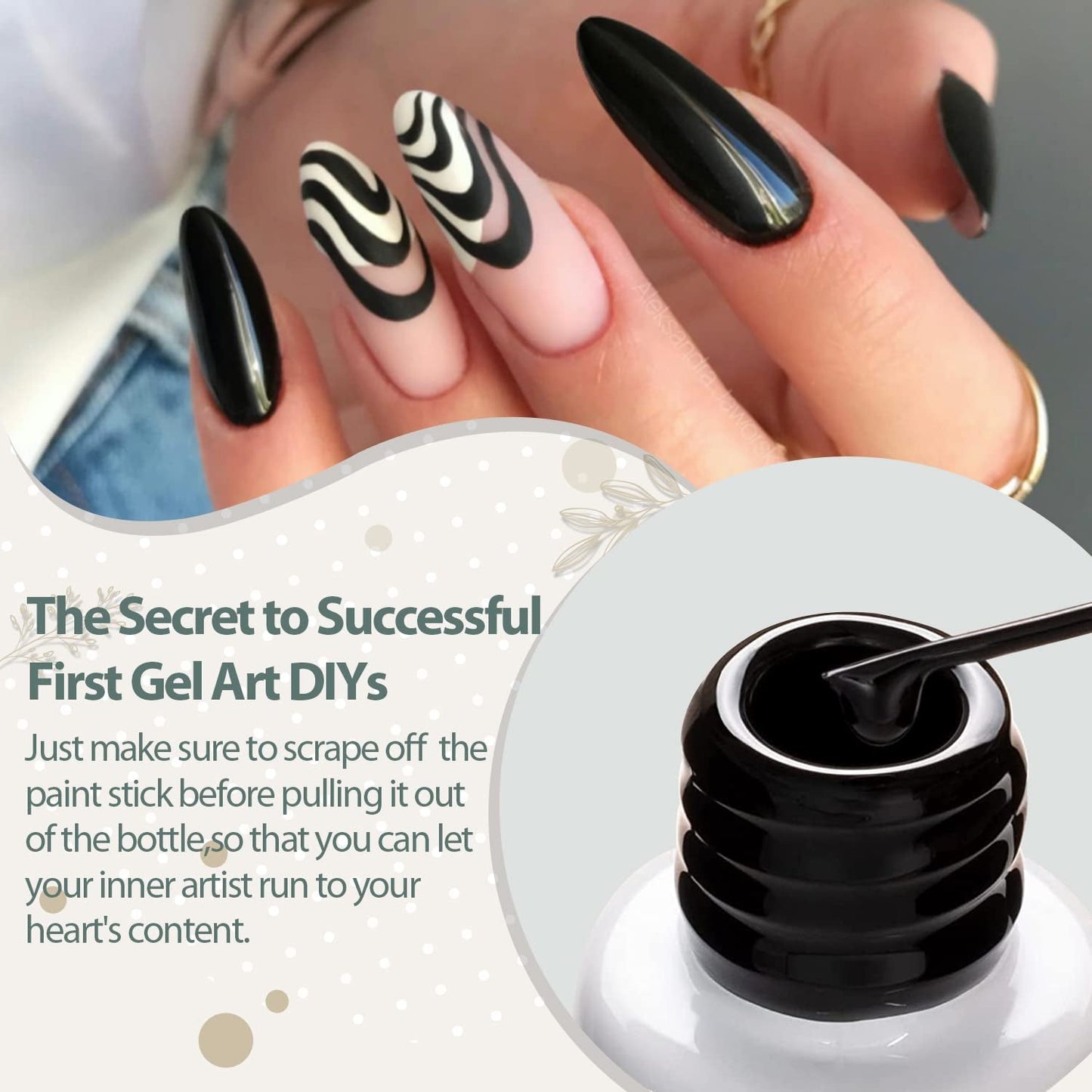 Gel Polish Liner Gel Nail Art - 1 Pcs 8Ml Classical Black Color Gel Nail Art Paint for Nails Built Thin Line Nail Art Brush in Gel Pens Soak off Home French Manicure Home Salon DIY