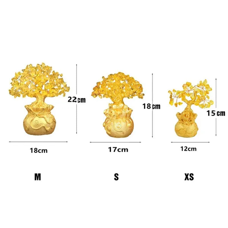 3 Size Festival Holiday Gifts Natural Citrine Quartz Crystal Money Tree in for Wealth Money Bay Lucky Tree