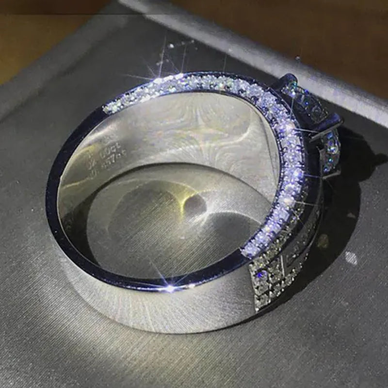 High Quality Bridal Wedding Band 4 Prong Setting Diamond Side Micro Inlay Zircon and Moissanite Ring