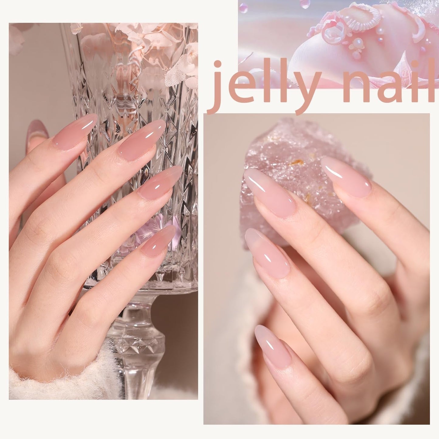Jelly Pink Gel Nail Polish Set of 10 Colors Nude Gel Polish Kit UV LED Soak off Nail Polish Gel Home DIY Manicure Nail Art Salon Varnish