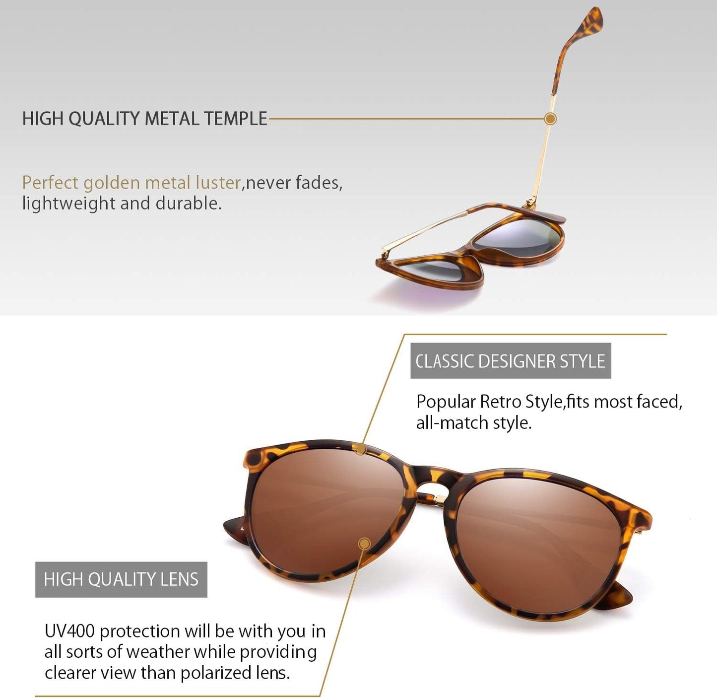 Sunglasses Womens Men Polarized UV Protection Trendy Vintage Retro round Mirrored Lens Sunglasses for Women