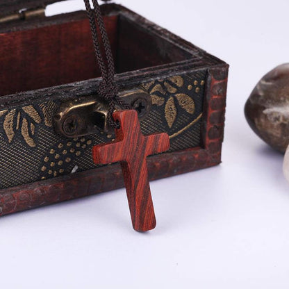 Natural Wooden Cross Pendant Necklaces for Women Men Sandalwood Handcrafted Gift Wood Hang from Car Rearview Mirror Pendant Vehicle Decoration - WORLD TIME VISITS