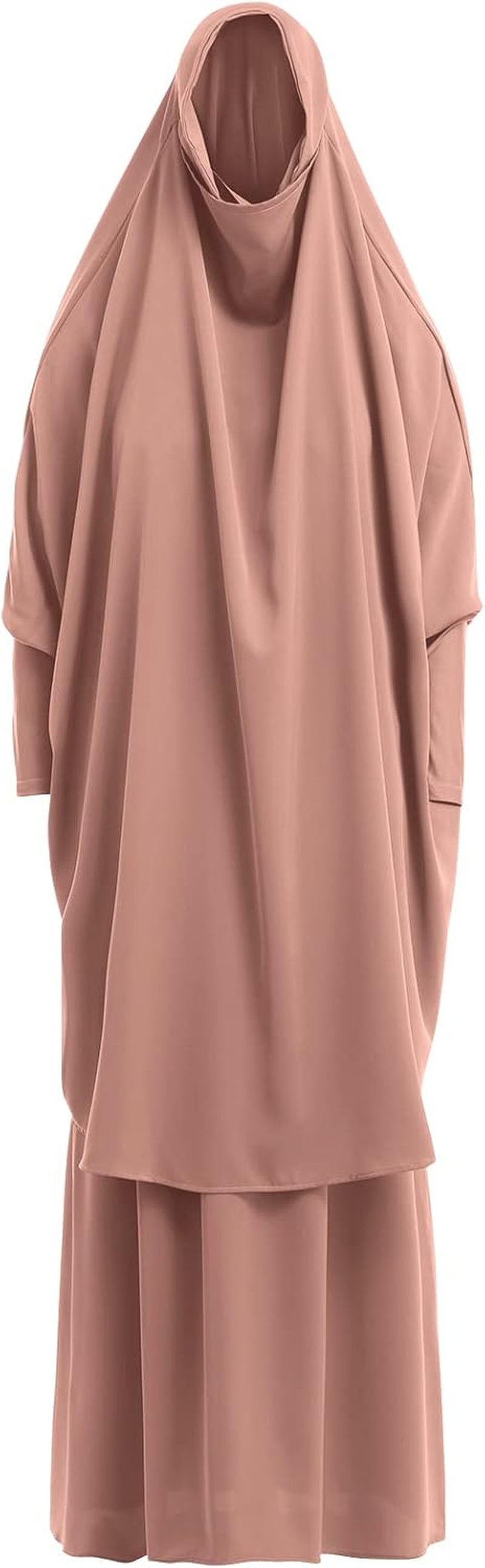 Prayer Clothes for Muslim Women Islamic Abaya Suit Maxi Skirt + Khimar Hijab 2Pcss Burka Jilbab Kaftan - WORLD TIME VISITS