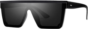Square Big Sunglasses Women Thick Frame Flat Top Mirrored Sunnies Shades Goggle Siamese Lens SJ2117