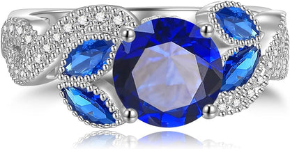 3.6Ct Women'S Created Sapphire|Aquamarine|Rainbow Topaz Ring 925 Sterling Silver Women Engagement Rings Bezel Setting Marquise Fashion Statement Ring Best Gift for Mother and Grandma Size 5-9