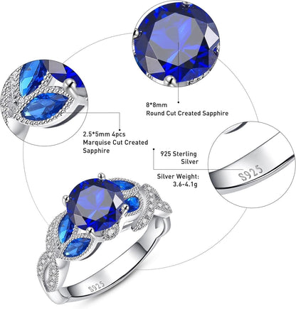 3.6Ct Women'S Created Sapphire|Aquamarine|Rainbow Topaz Ring 925 Sterling Silver Women Engagement Rings Bezel Setting Marquise Fashion Statement Ring Best Gift for Mother and Grandma Size 5-9