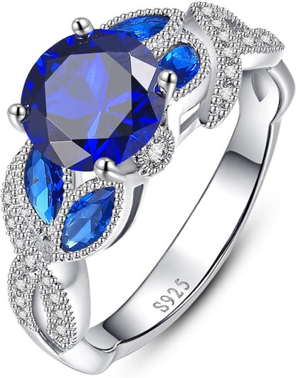 3.6Ct Women'S Created Sapphire|Aquamarine|Rainbow Topaz Ring 925 Sterling Silver Women Engagement Rings Bezel Setting Marquise Fashion Statement Ring Best Gift for Mother and Grandma Size 5 - 9 - WORLD TIME VISITS