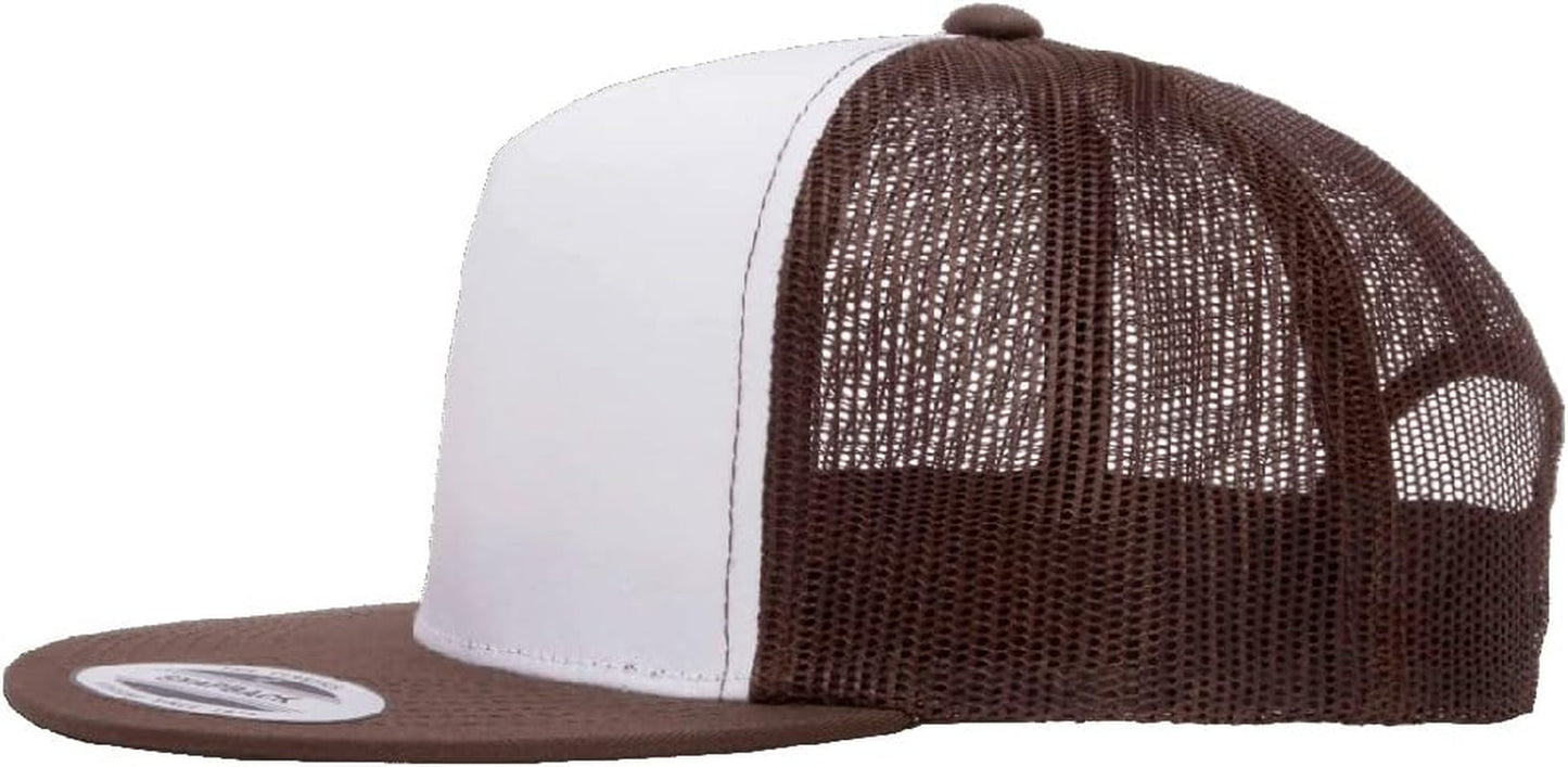 Yupoong 5-Panel YP Classic Trucker Cap | High Profile Flat Visor Snapback | OSFM | Bulk Packs Available