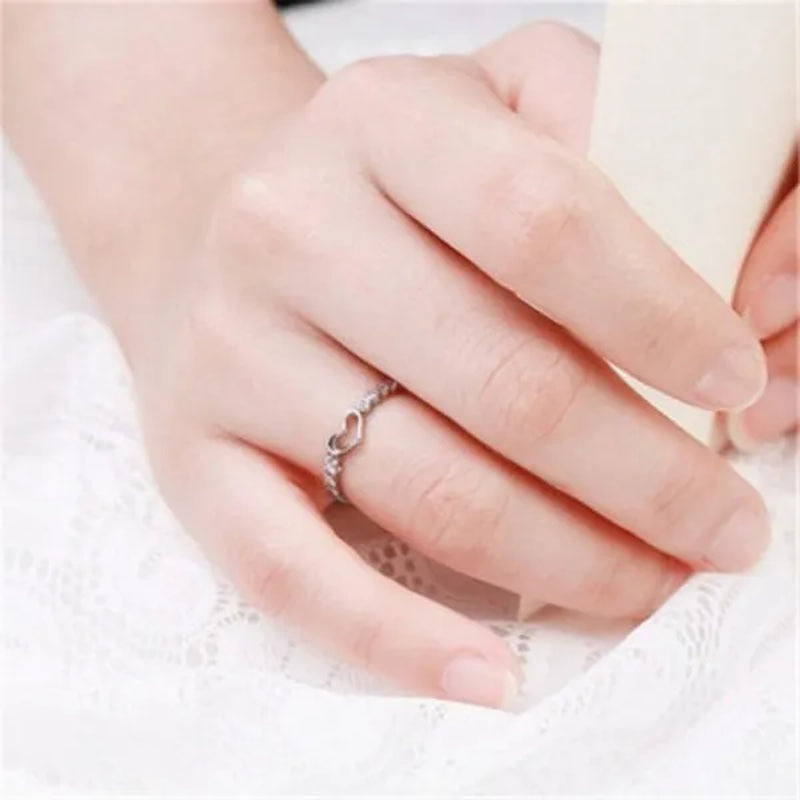 Love Ring 925 Sterling Silver Blue Sapphire Ring  Gemstone Heart Ring Women's Fashion Rings