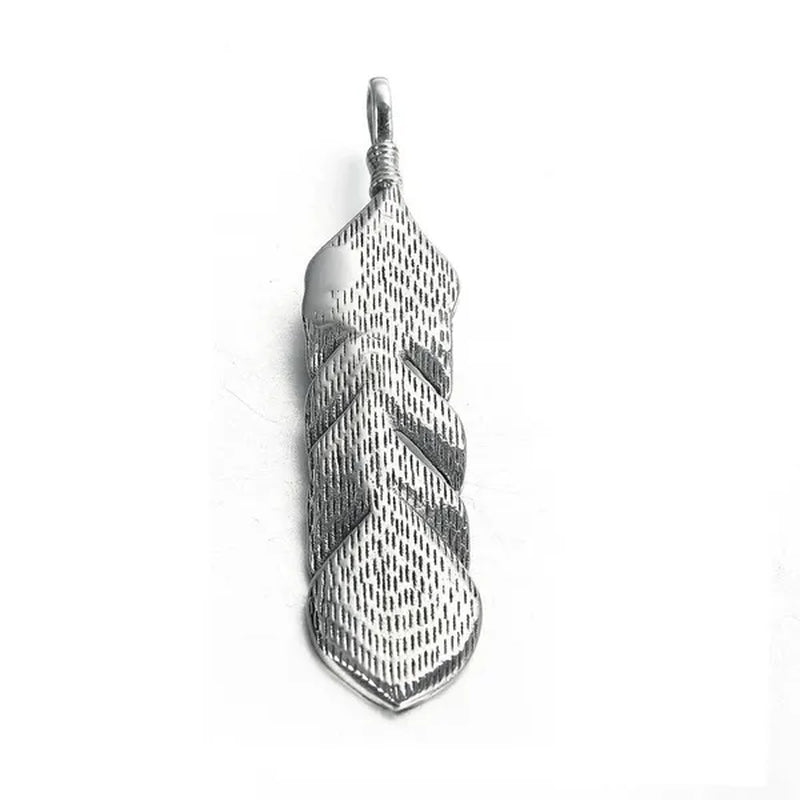Jewelry Creative Ruby Feather Pendant Stainless Steel Necklace Ins Titanium Steel Retro Male