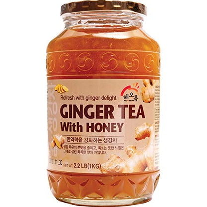 Haio Ginger Tea with Honey Refresh with Korean Herbal Tea Ginger Delight - Product of Korea 2 Glass Jars 2.2 Lb (1 Kg. ) Each