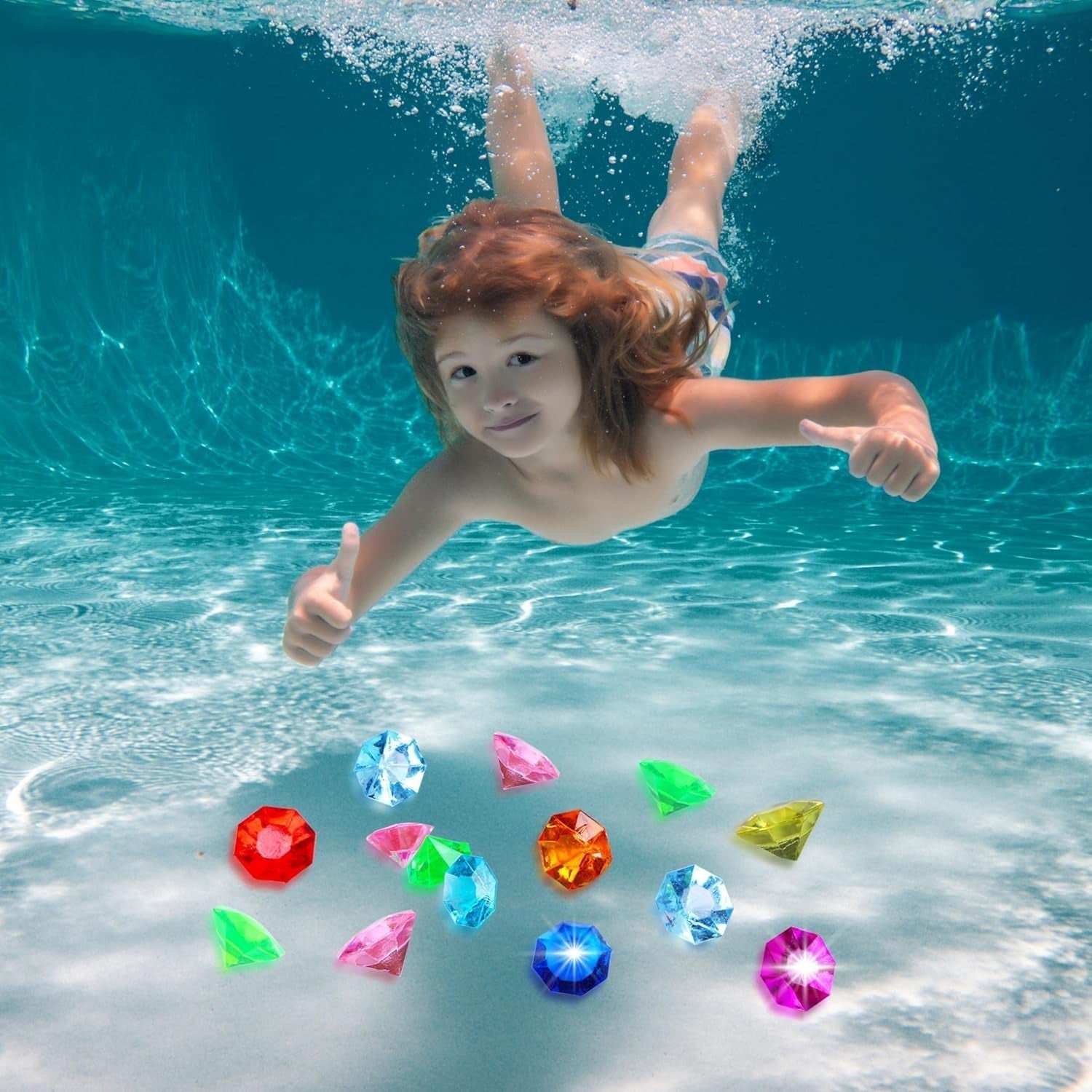 36PCS Acrylic Diamond Gems Jewels Pirate Treasure Chest Hunt Party Favors 25 Carat Diving Gem Pool Toys - WORLD TIME VISITS