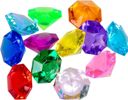 36PCS Acrylic Diamond Gems Jewels Pirate Treasure Chest Hunt Party Favors 25 Carat Diving Gem Pool Toys - WORLD TIME VISITS