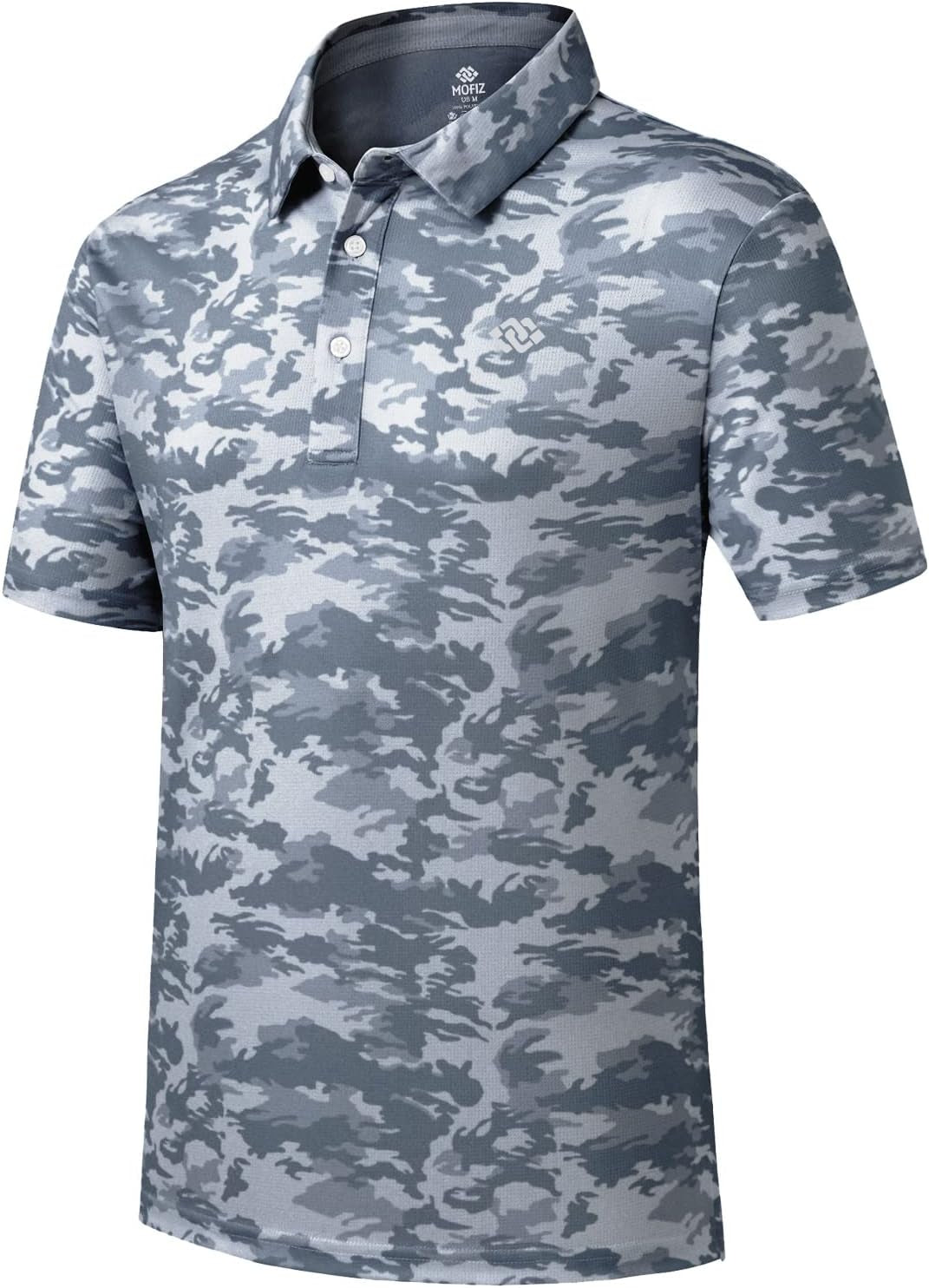 Men'S Camo Polo Golf Shirt Hiking Dry Fit Short Sleeve T-Shirts Pique Collared Polo Jersey