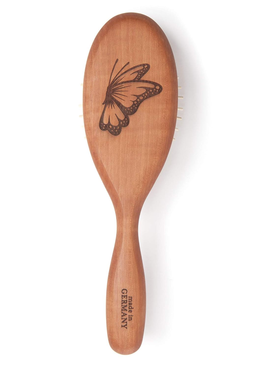 Desert Breeze Natural Wood Bristle Hair Brush, Gentle Scalp Massage, Pear Wood Handle, Made in Germany, for All Hair Types, Rounded Wooden Pins, Anti-Static - WORLD TIME VISITS